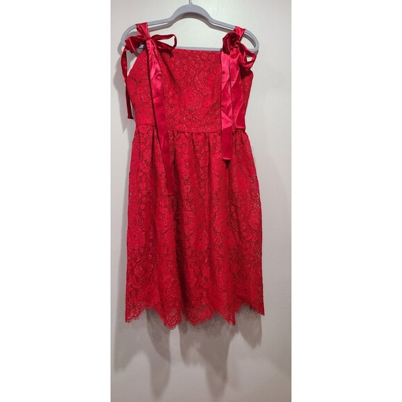 Gal Meets Glam CRANBERRY Lace Lucia Tie Shoulder Cocktail Dress Nwt US 10 - Picture 1 of 16